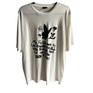 Mega Yacht Mens XL White Graphic T Shirt Inspired Bunny Playboi Carti